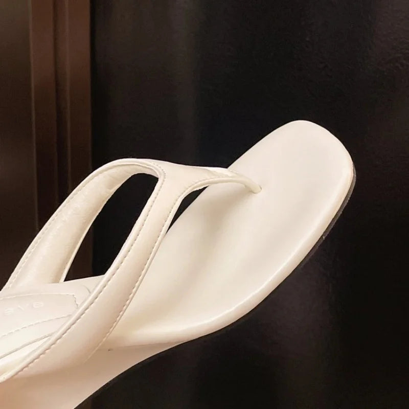 Fashion Round Toe Women Thin Heels Slippers Slides Female Flip Flops Sandals Spring Summer Ladies Heeled Slippers Shoes Pumps Zpaxo