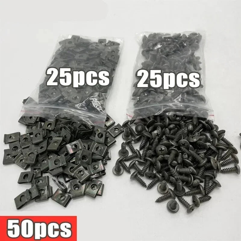 Motorcycles Mixed Metal Screws Tapping Fastener Clips Car U-type Zpaxo 50pcs set