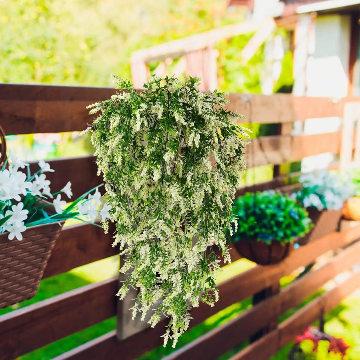 Balcony Faux Flowers 2-Pieces Decorative Hangable Trailing Vines Zpaxo