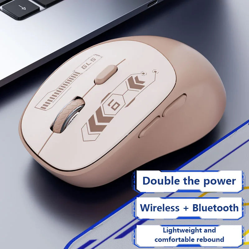 Wireless Mouse Bluetooth and 2.4GHz Dual Mode Rechargeable Gaming Mouse Ergonomic Silent Click for PC iPad Laptop Cell Phone TV Zpaxo Milky Tea Color