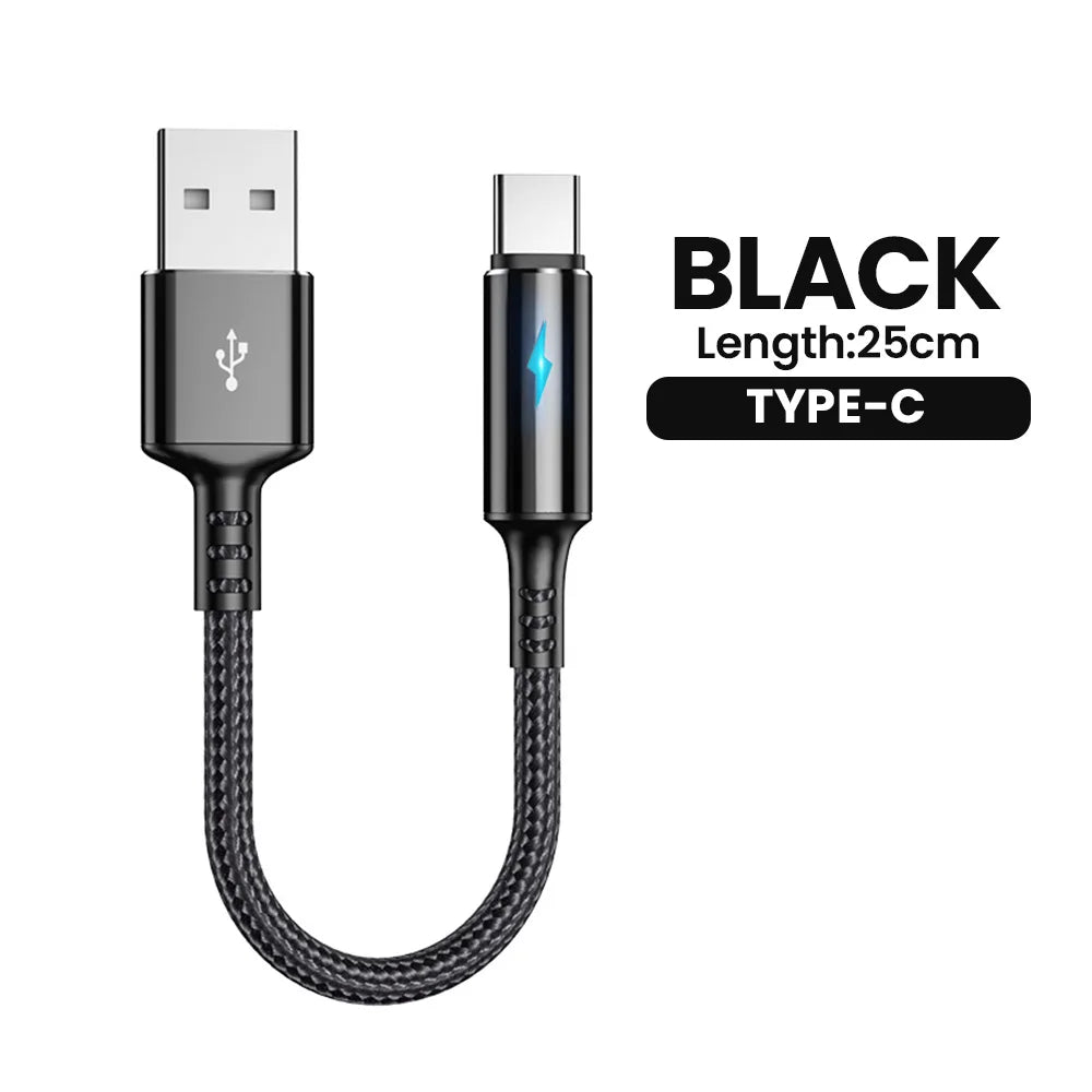 Short Cable USB C Micro 3A Fast Charging Iphone Xiaomi Huawei Mobile Zpaxo 25cm Type C