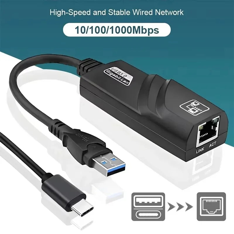 10 100 1000Mbps Wired USB 3 0 C RJ45 Lan Ethernet Adapter RTL8153 Zpaxo