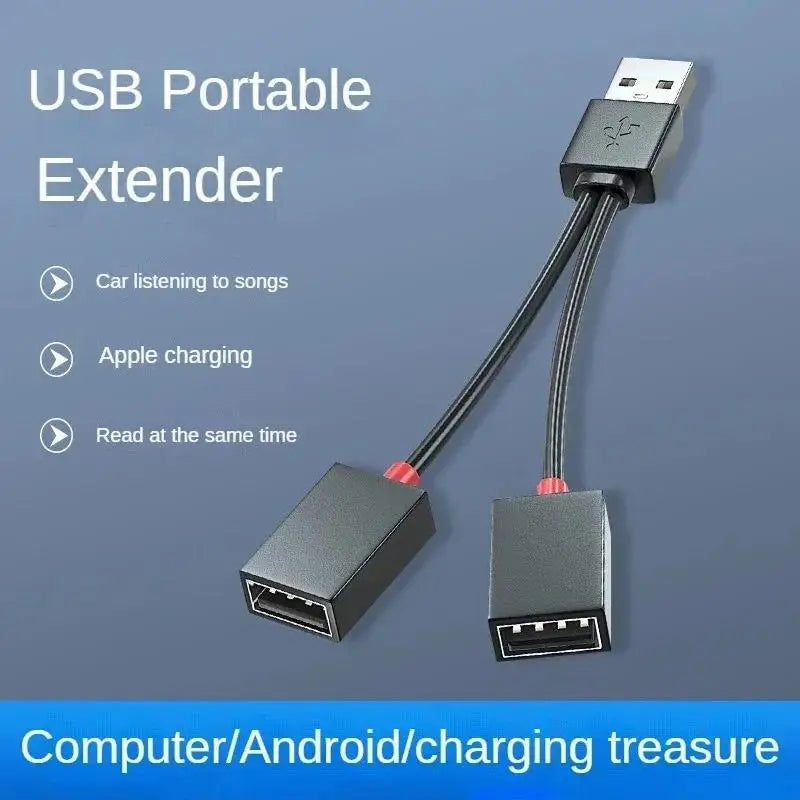 1 In 2 Out USB HUB Car USB Splitter Cable USB Multi-functional Adapter USB Charging Cable Adapter For Laptop Tablet Smart Phone Zpaxo