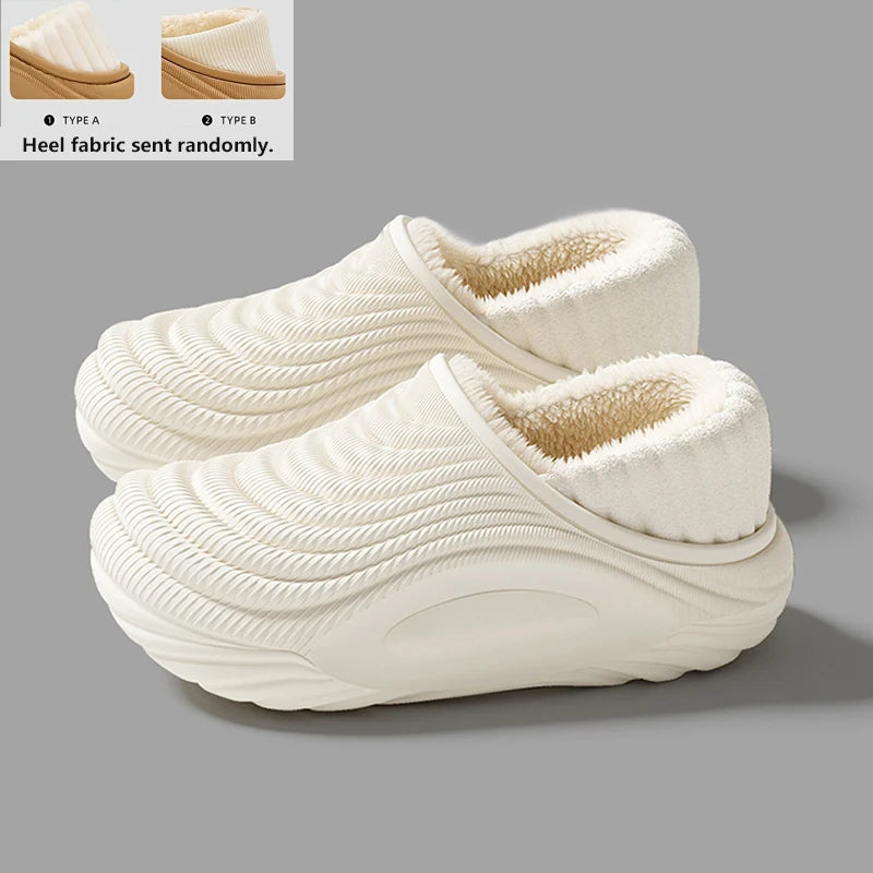 Warm Plush Waterproof EVA Indoor Slippers Women Winter Soft Thick Zpaxo white 38-39