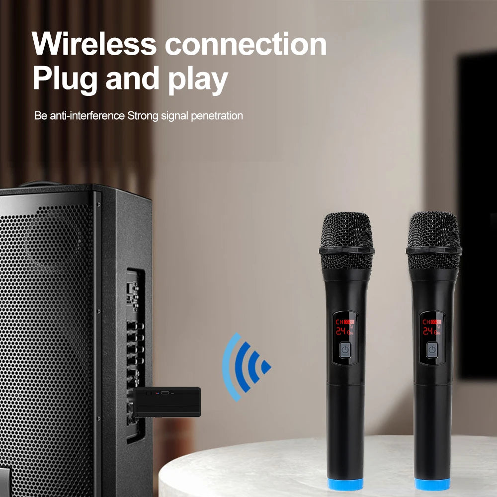 Wireless Microphone Handheld Micphone 2 Channels UHF Fixed Frequency Zpaxo