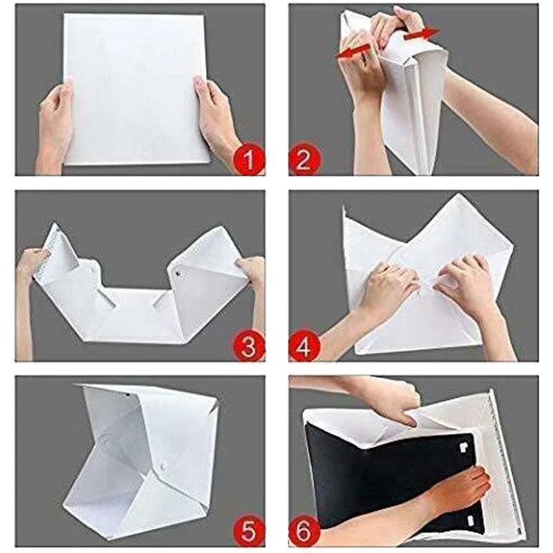 Folding Photo Studio Booth Softbox Small LED Lights Portable Folding Light Box Photo Props Double Light Strip 6 Color Backdrop Zpaxo