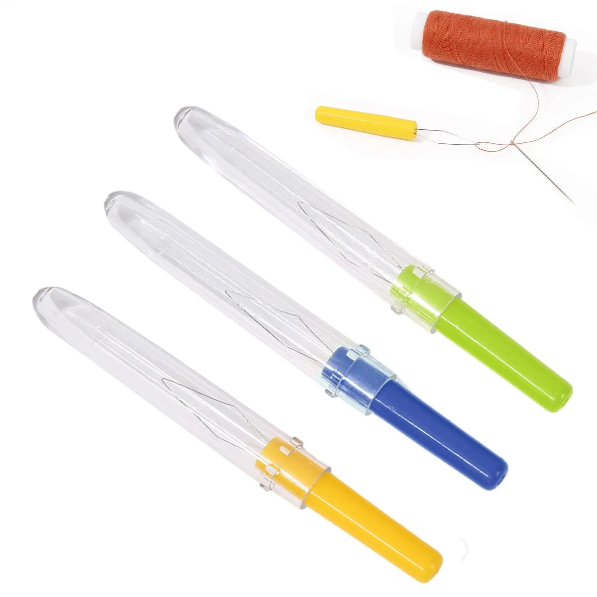 Needle Threader Tool 3PCS Automatic Small Threader Tool Colorful Needle Threader for DIY lovers Universal Sewing Tool with Cover Zpaxo Default Title