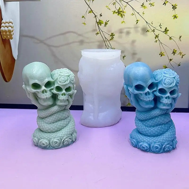Skull Rose Snake Silicone Molds Making Soap Chocolate Halloween Home Zpaxo