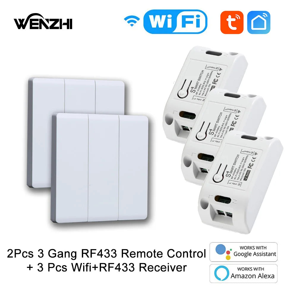 Wifi RF 433 Mhz DIY Light Switch Module Receiver Relay 86 Portable Wireless Remote Control Tuya Smart Life Alexa Google Home Zpaxo 3Switch2 receiver3 China Mainland