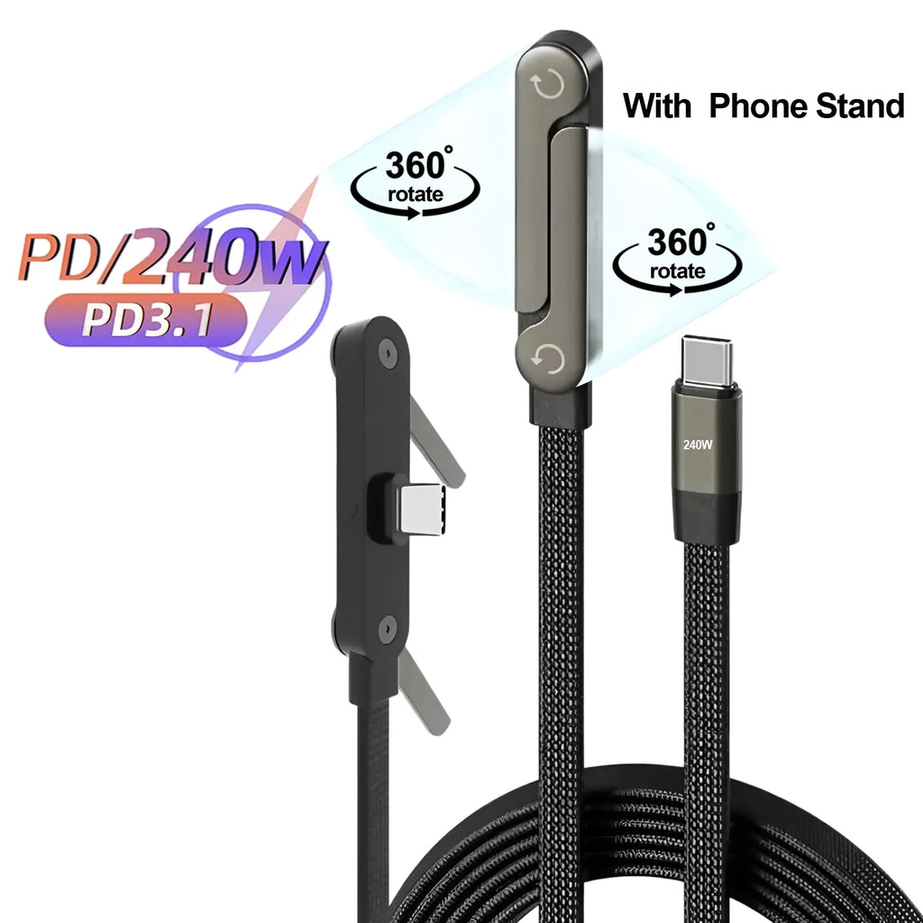 1 240W Fast Charging Foldable Holder Charger Cable Phone Stand Type-c Zpaxo