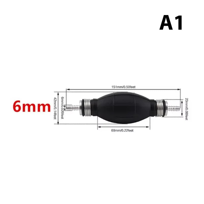 Manual Fuel Transfer Pump Rubber Aluminum Hand Primer Bulb Diesel Zpaxo 6mm