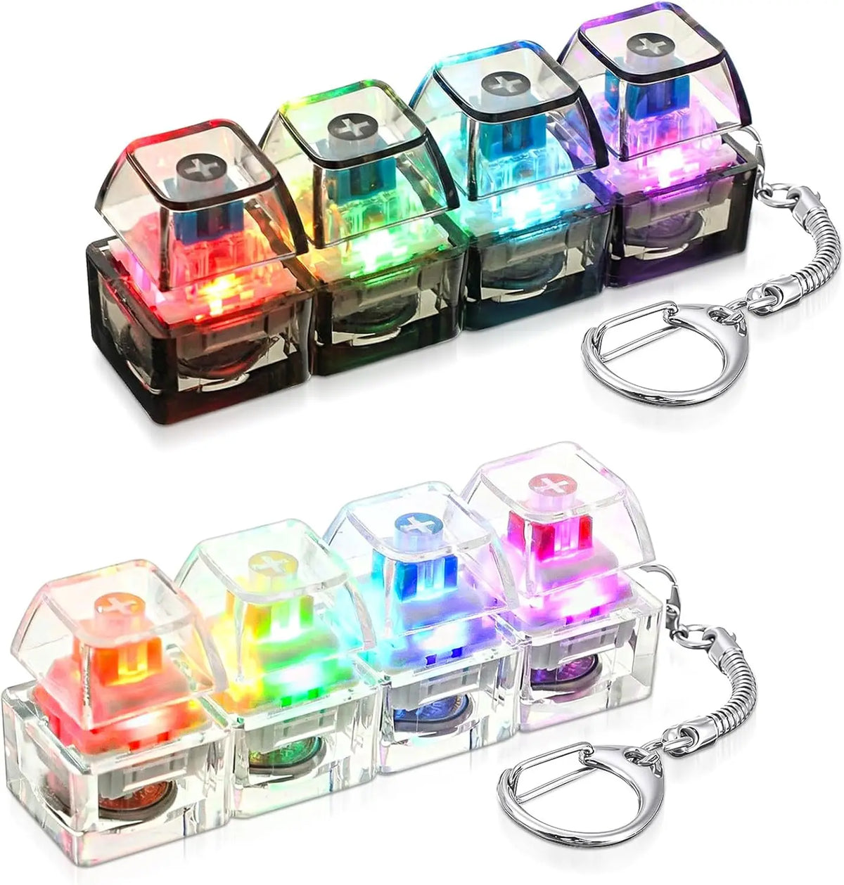 LED Light-up Keyboard Keychain Clickable Buttons Stress Relief Fidget Zpaxo