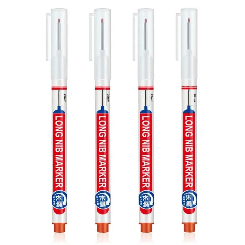 20mm Waterproof Long Nib Head Markers Deep Hole Marker Pen For Metal Carpenter White/Red/Black/Blue/Green Ink Woodworking Tools Zpaxo Red 4Pcs