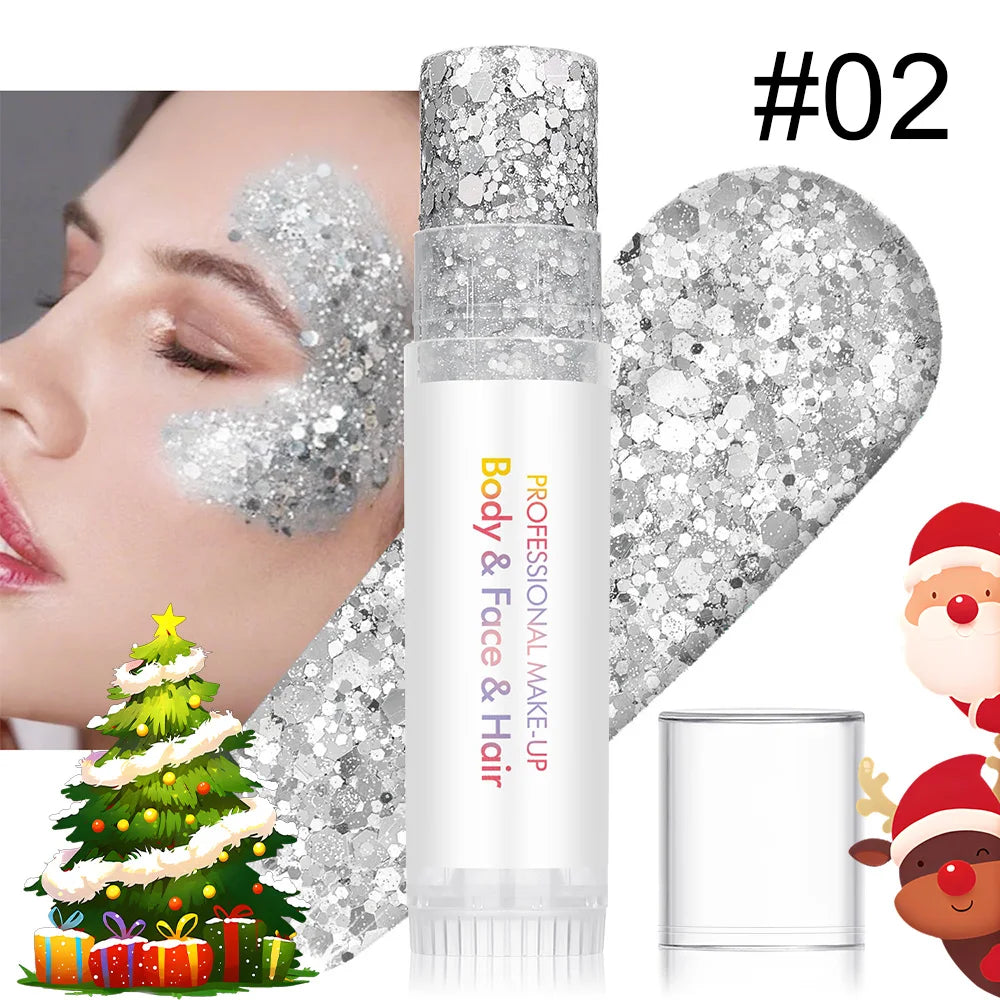 Body Facial Glitter Long-lasting Shine Suitable Holiday Christmas Zpaxo DAN4734-02