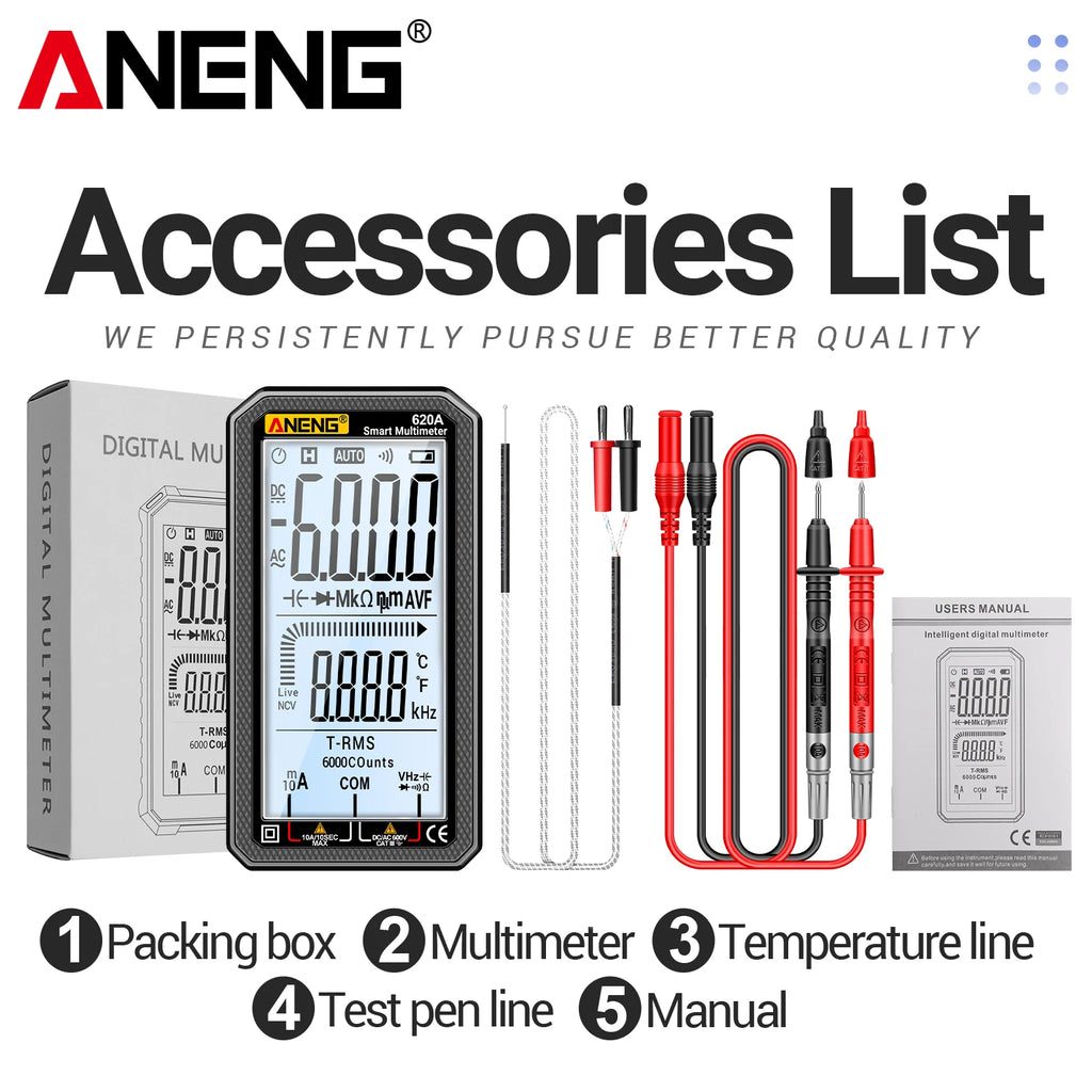 Precision Digital Multimeter ANENG 620A Counts Auto Resistance Tester Zpaxo