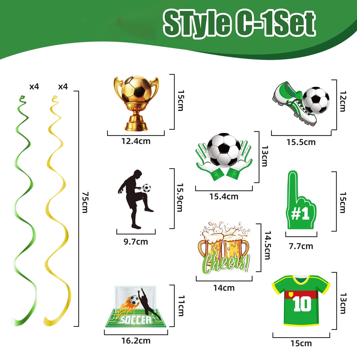 Soccer Match Banner Flag Party Decor Fan Cheering Game Day Zpaxo Style C 1set