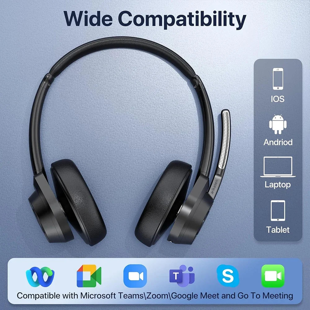 Bluetooth Headset Wireless V5 4 Headphones Microphone Noise Canceling Zpaxo