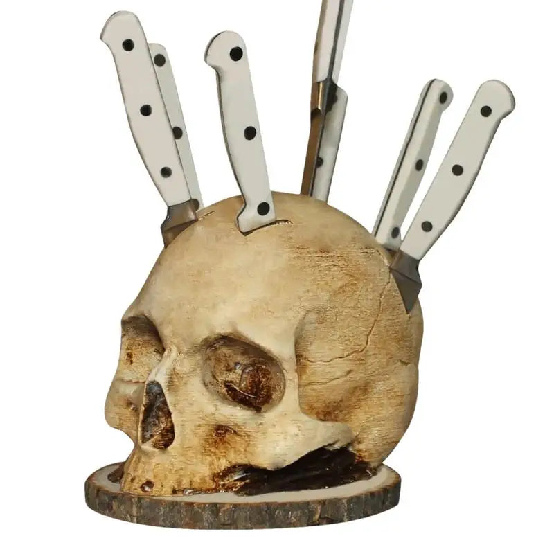 Skull Knife Holder For Kitchen Storage, Horror Kitchen Storage Head Rack Scary Party Storage Rack For Halloween Decoration Zpaxo