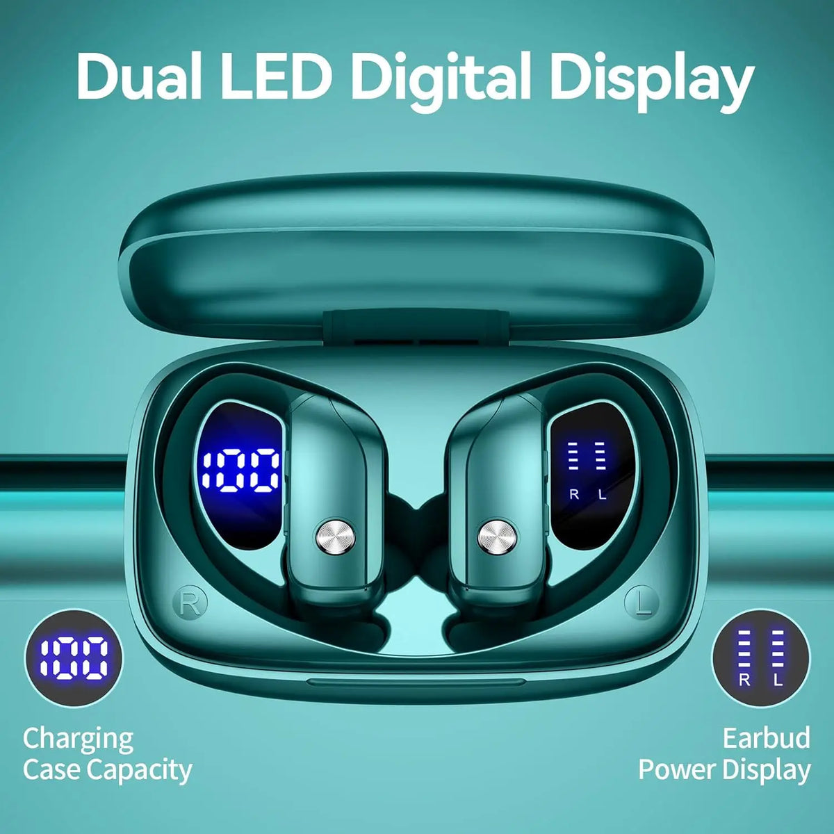 Ear Buds Wireless Earbuds Bluetooth Headphones 80H Playtime LED Zpaxo