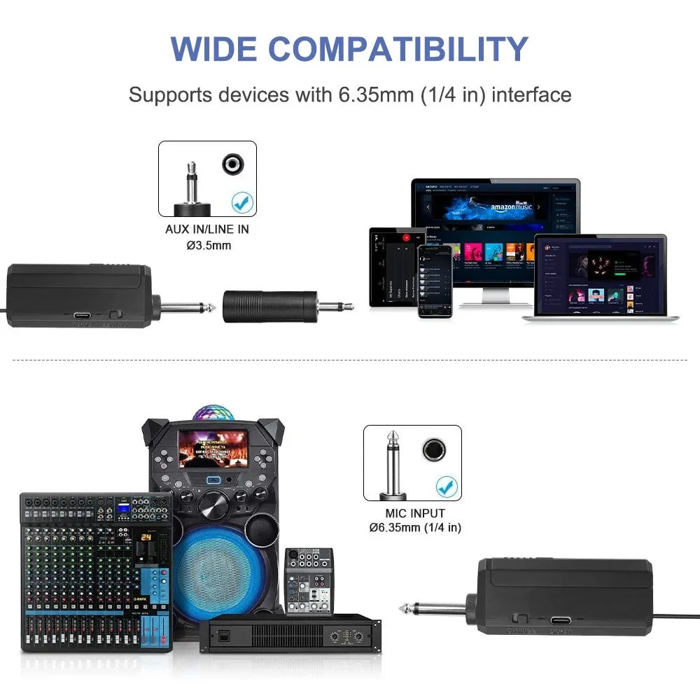 Wireless Microphone 2 Channels UHF Handheld Mic Rechargeable Karaoke Zpaxo