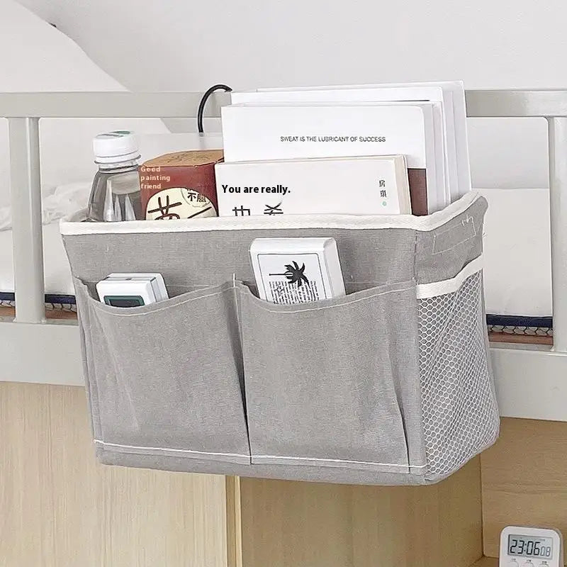 Storage Basket Hanging Rack Bed Remote Control Bookshelf Dormitory Zpaxo Gray