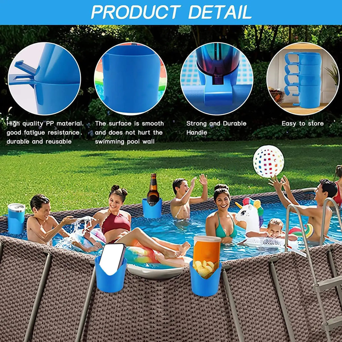 Poolside Cup Holder Backyard Pools No Punching Beer Bottle Drink Zpaxo