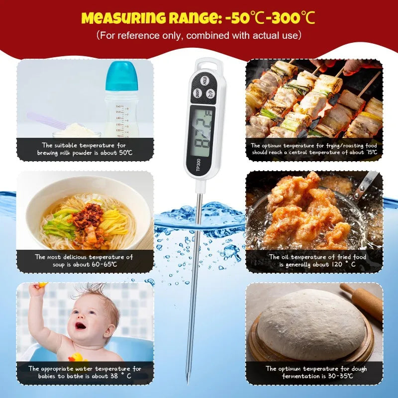Food Thermometer Probe Type Electronic Kitchen Digital Thermometer for Meat Milk Cooking Food BBQ TP300 Temperature Gauge Tool Zpaxo