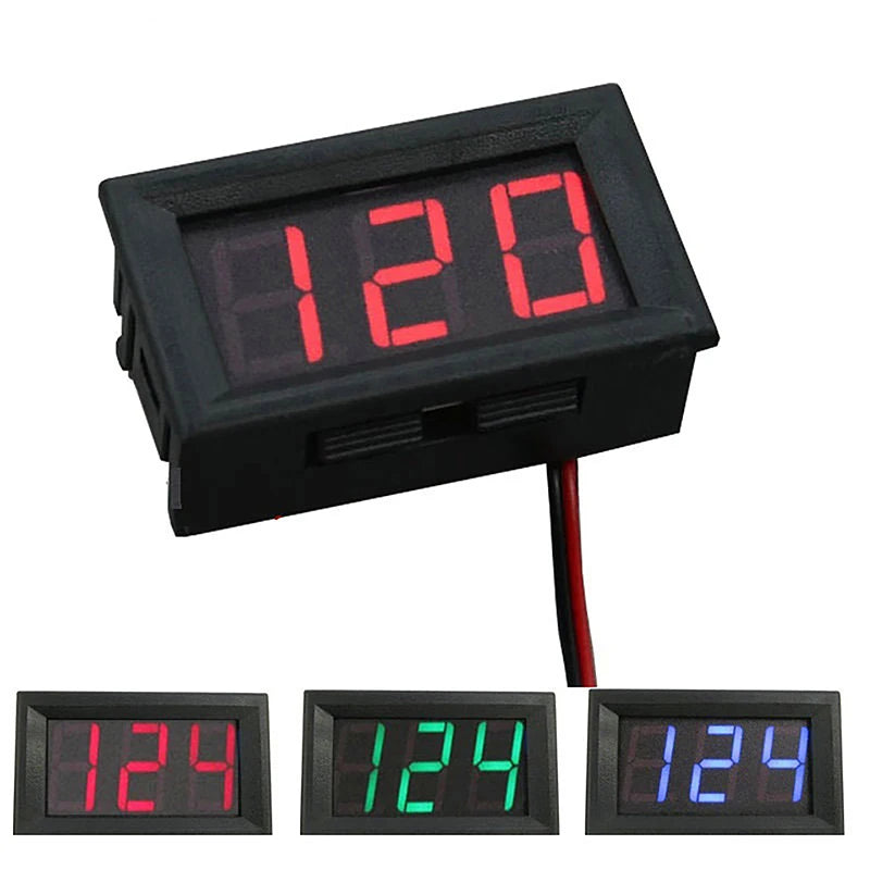 Digital Voltmeter 2-wire Mini DC 5V 120V Voltage Display Components Zpaxo