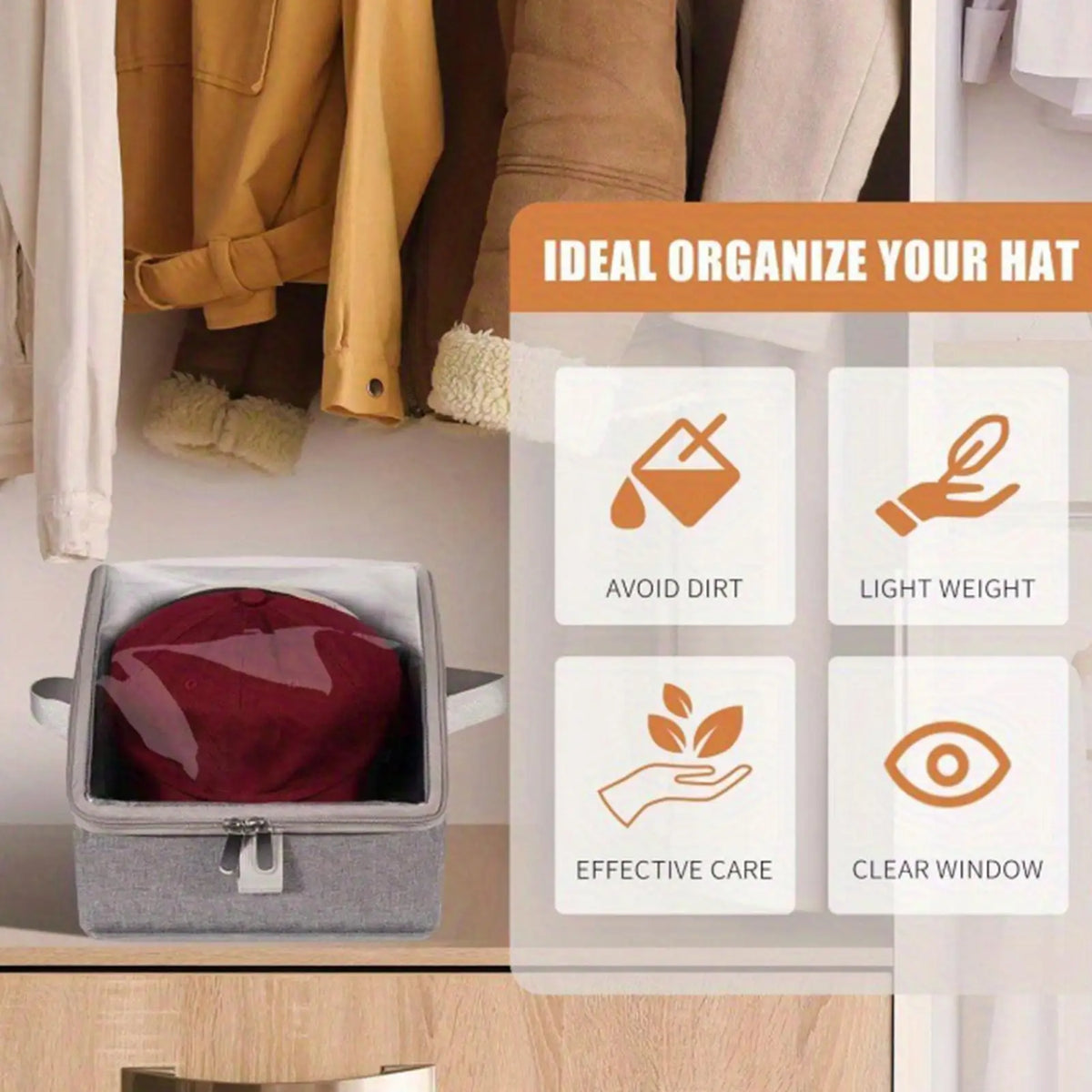 Hat Organizer Baseball Caps Stackable Large Boxes Clear Window Lid Zpaxo China Mainland