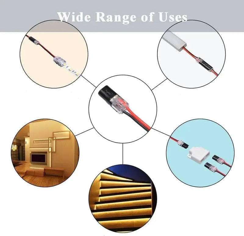 Waterproof Dual-wire LED Connectors Locking Plug-in Cable Low Voltage Zpaxo