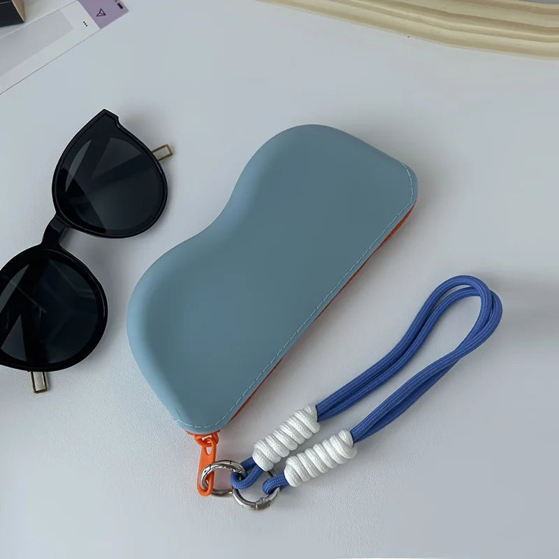 Waterproof Silicone Glasses Storage Case Lanyard Zipper Portable Zpaxo SKY BLUE