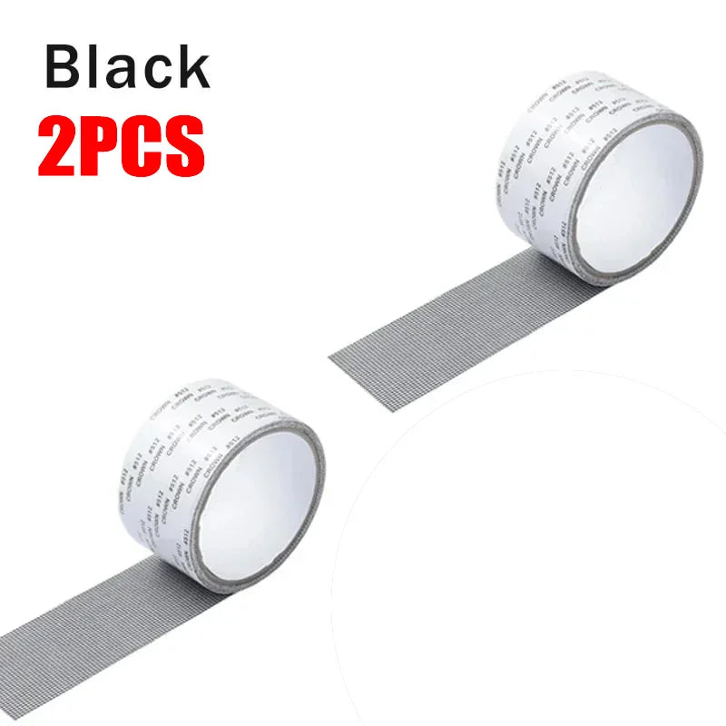 Window Screen Tape Anti-mosquito Screen Repair Subsidy Door Curtain Mosquito Net Hole Patch Repair Self-adhesive Screen Tape Zpaxo 2PCS-Black
