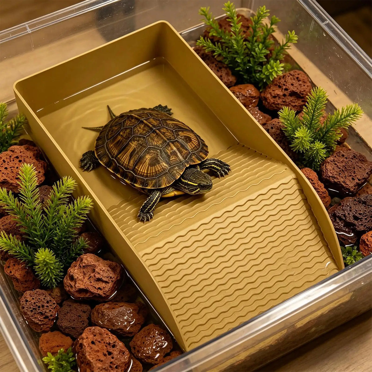 Turtle Water Bowl Reptile Bathing Dish Ramp Aquarium Ornament Bearded Zpaxo