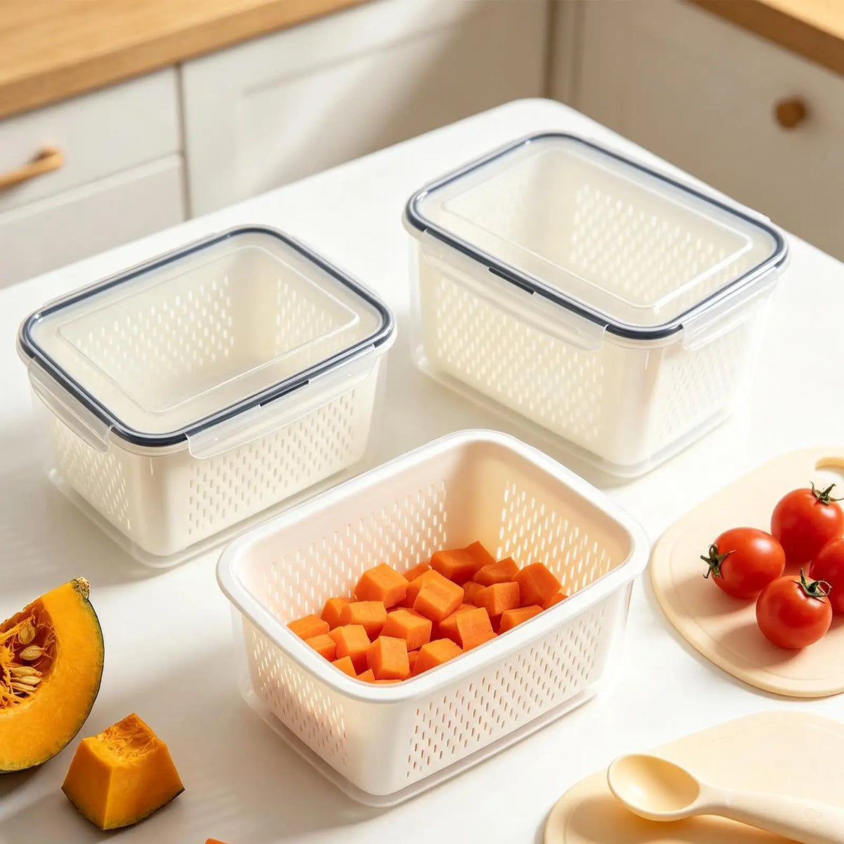 Fruit Storage Containers Dishwasher Safe Reusable Lids Refrigerator Zpaxo