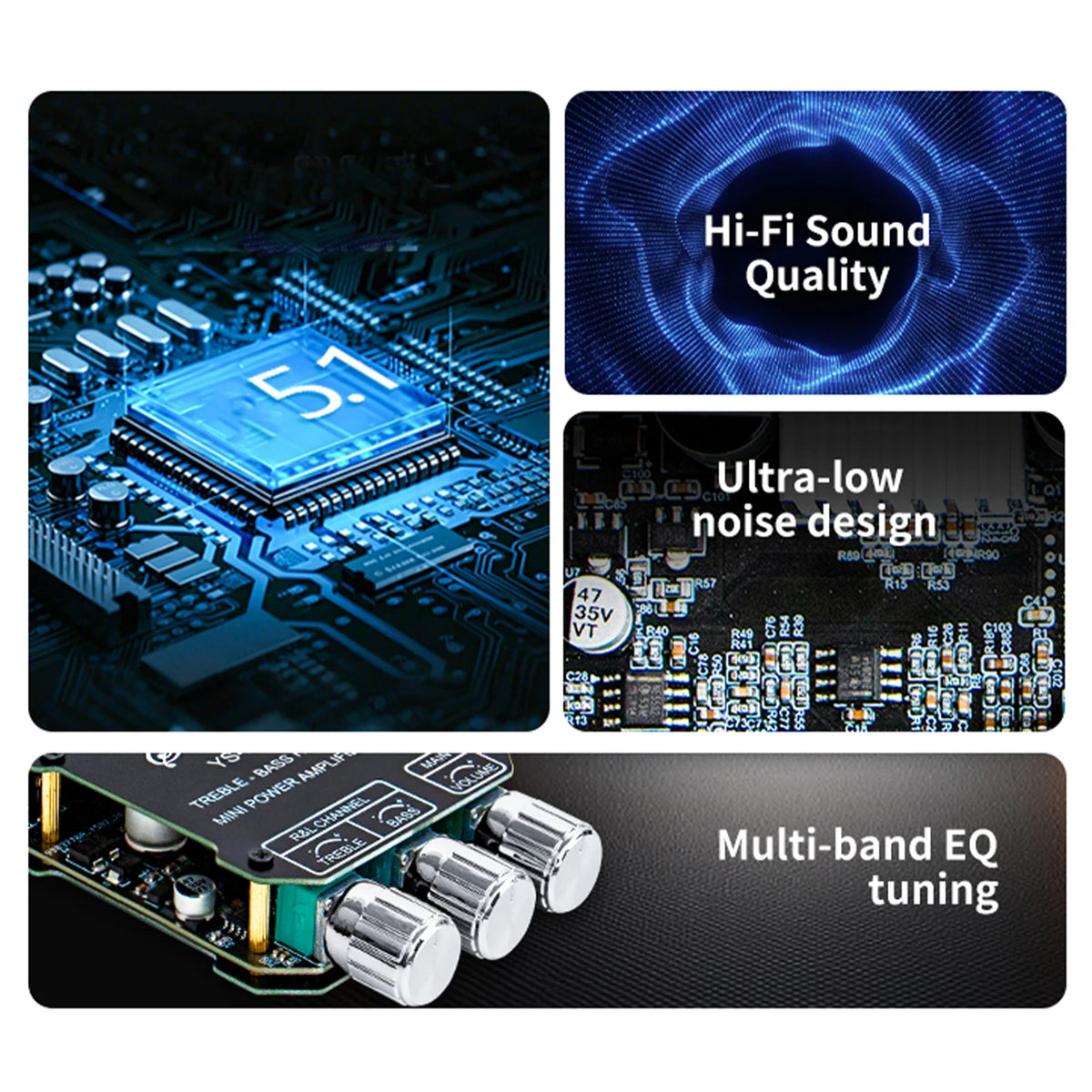 YS-502MT Digital Power Amplifier Module BT AUX Input 50W+50W Hifi Zpaxo