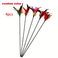 Feather Cat Teaser Stick Bell Funny Interactive Wand Cats Pet Zpaxo 4pcs random