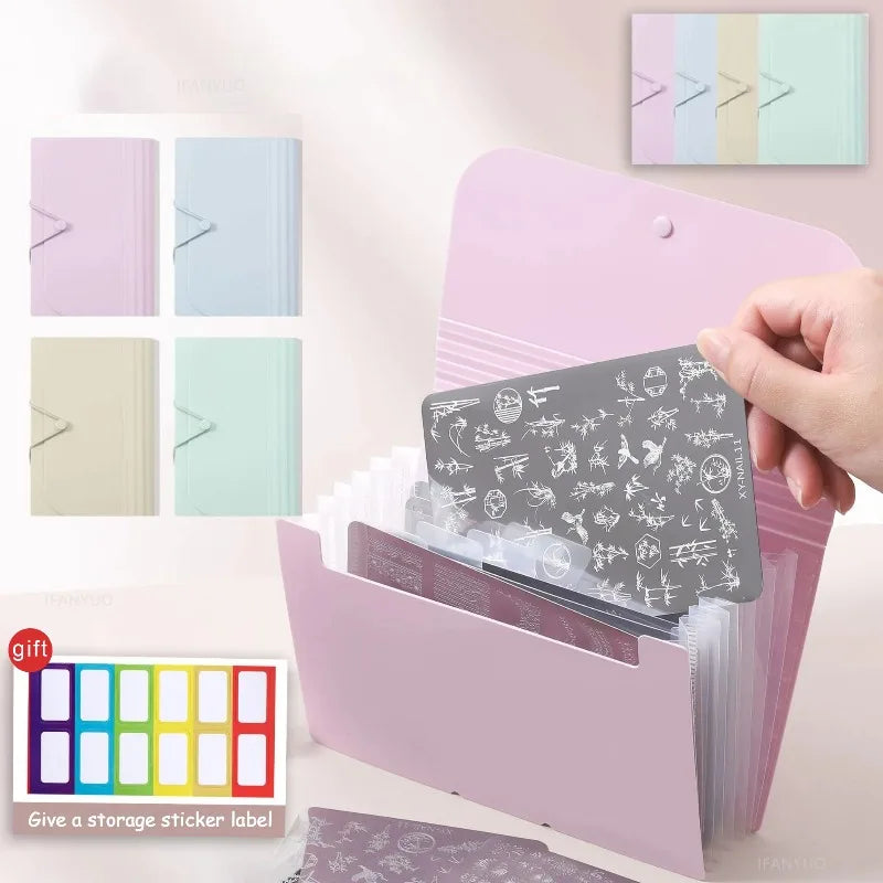 Nail Stamper Plates Storage Book Foldable Dust-proof Zpaxo