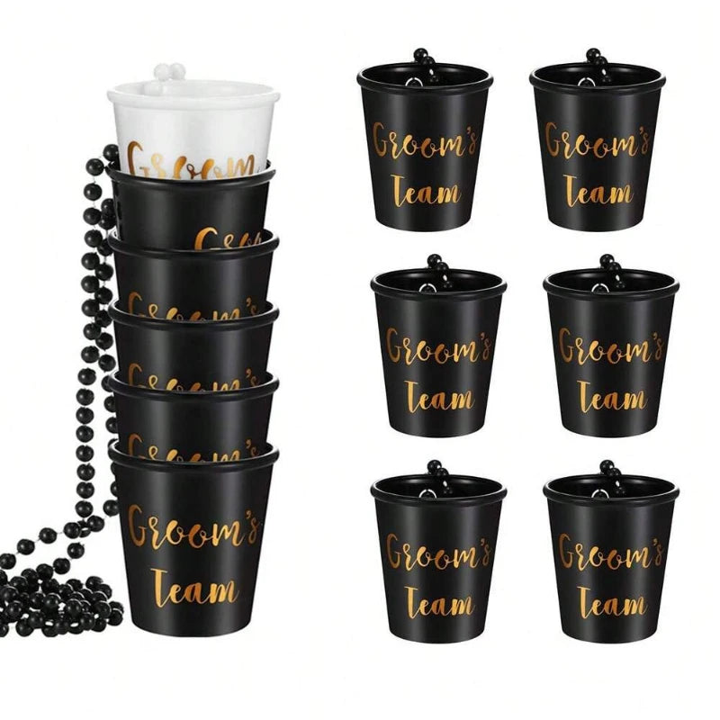 Team Bride Cups Be Plastic Shot Glasses Necklace Wedding Bridal Zpaxo Groom 12pcs