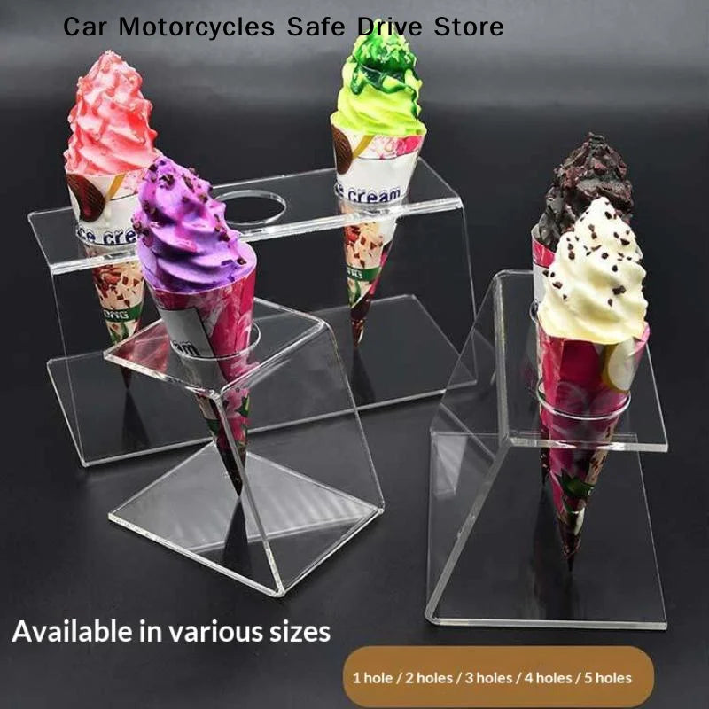 MTransparent Acrylic Ice Cream Cone Holder Dessert Stand Party Zpaxo