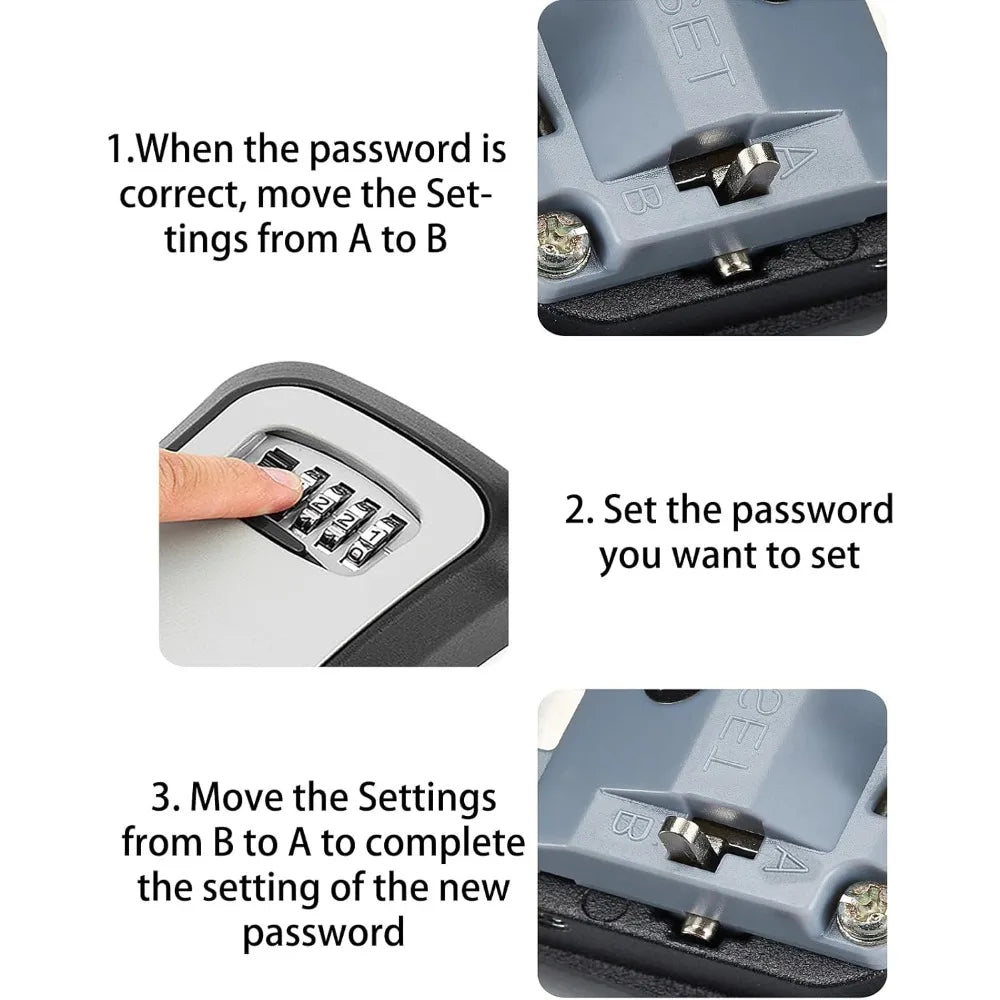 Durable Plastic Lock Box Grey Black Portable Key Resettable Zpaxo