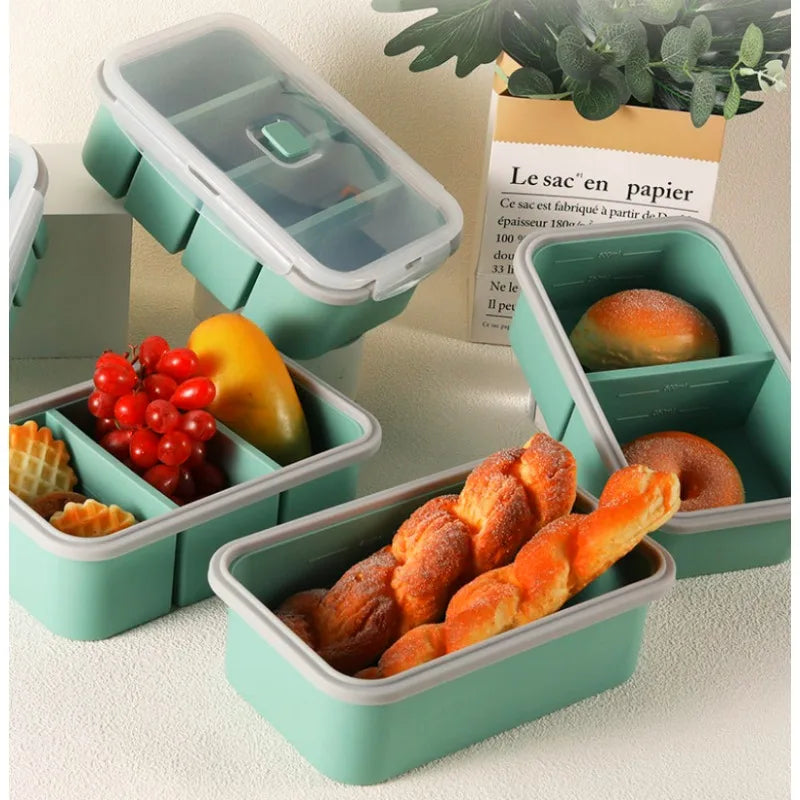 Large Capacity Multi Compartment Silicone Food Container Bento Box Zpaxo