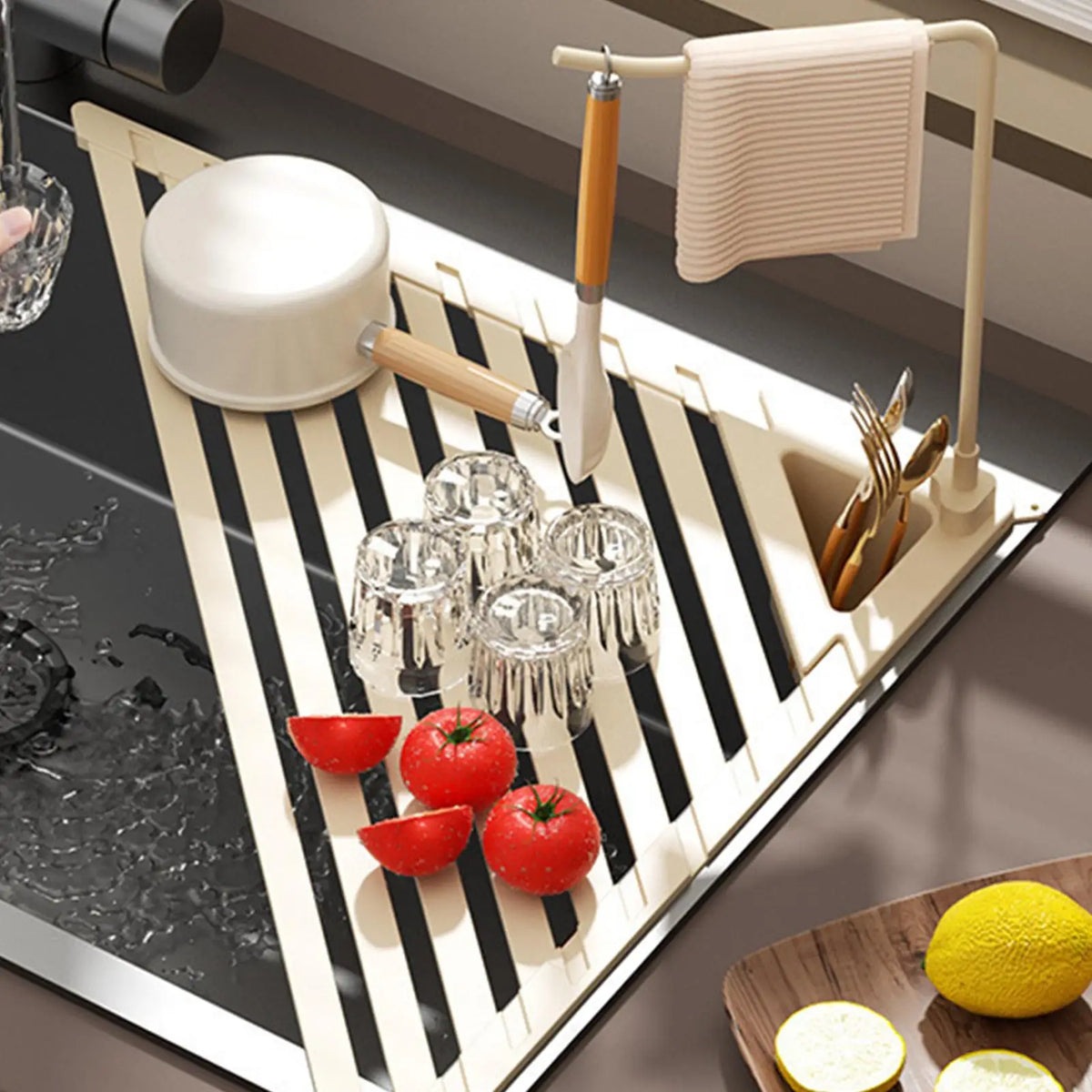 Dish Rack Foldable Metal Triangle Rustproof Stand Drainers Sink Zpaxo