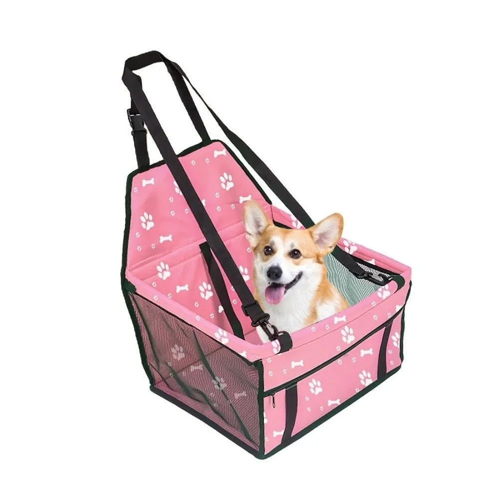 Waterproof Folding Pet Dog Carrier Pad Breathable Mesh Hammock Auto Zpaxo Pink Footprints