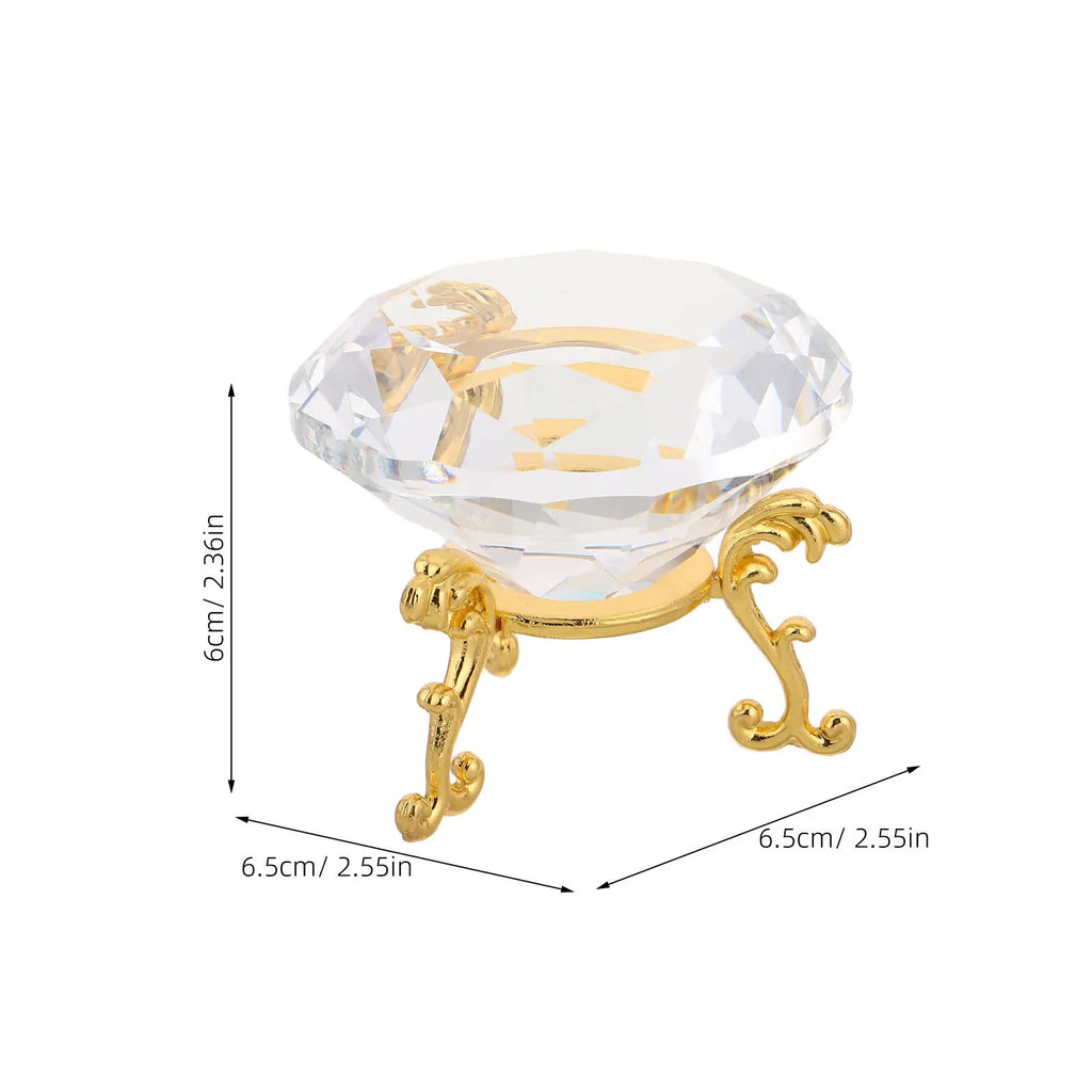 Crystal Diamond Decorative Triangle Base Stand Clear Paperweight Zpaxo