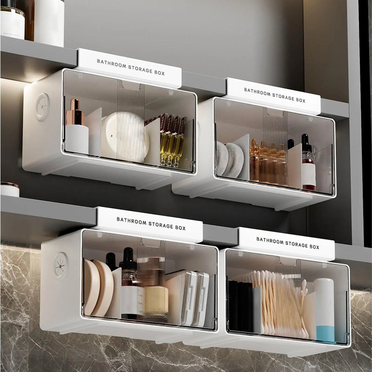 Bathroom Vanity Organizer Clear No-drill Removable Box Small Zpaxo