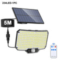 234/348 LED Solar Motion Sensor Lights Outdoor Solar Security Lights with Remote 3 Modes Waterproof Wall Lights for Garden Yard Zpaxo 234LED-1PC