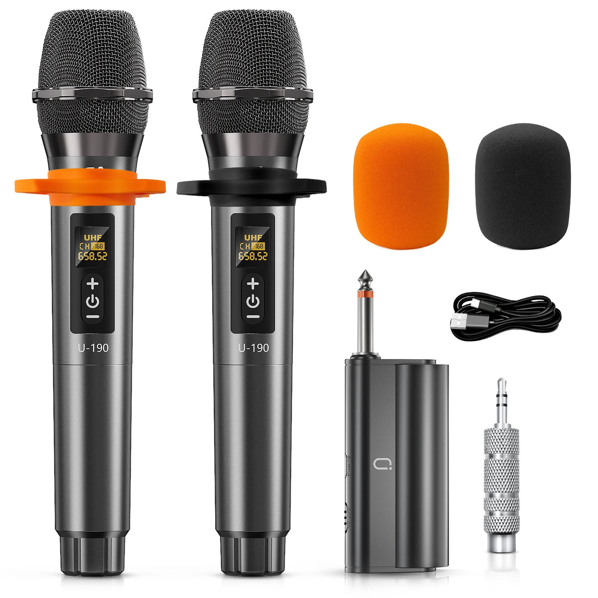 Karaoke Microphone Wireless Mic Universal Professional UHF Dynamic Zpaxo black