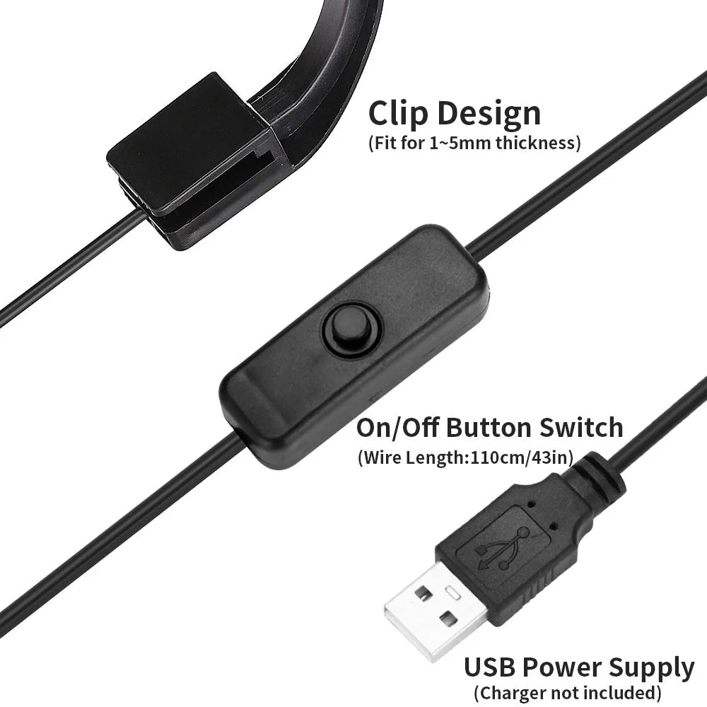 USB Charging Small Fishbowl LED Light Separate Power Switch Zpaxo