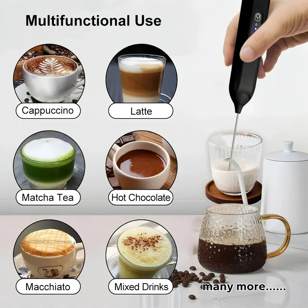 Mini Milk Frother USB Rechargeable Handheld Automatic Rotary Foam Zpaxo