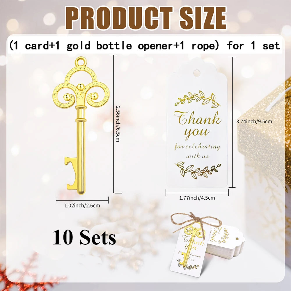 30/10/5Pcs Key Bottle Openers with Thank You Tag Vintage Beer Wine Opener Souvenir Gift for Guests Wedding Party Favors Zpaxo 10Pcs